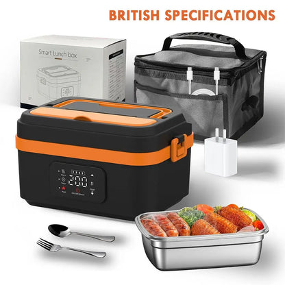 2025 Portable Wireless Lunch Box Heating Water-free Bento Box Large Capacity Insulated Lunch Box For Travel/Office LCD Display