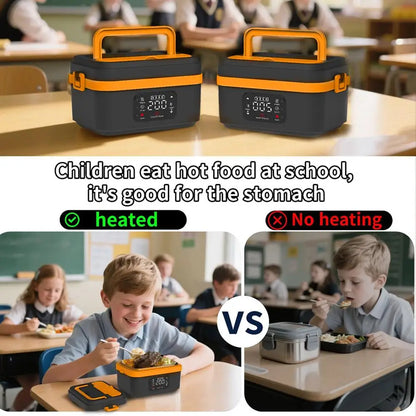 2025 Portable Wireless Lunch Box Heating Water-free Bento Box Large Capacity Insulated Lunch Box For Travel/Office LCD Display